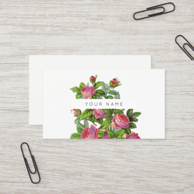 Eco Botanic Greenery Green Roses Flowers Business Card (Front/Back In Situ)