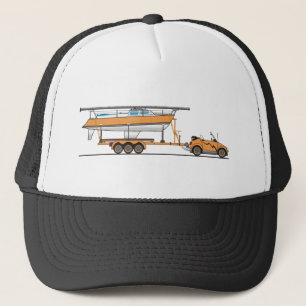 Eco Car Sail Boat Orange Trucker Hat