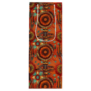 Eco-Chic Cyan "Intricate Echoes" Glossy Wine Bag