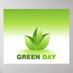 Eco-Conscious Green Day Leaf Botanical Nature Poster