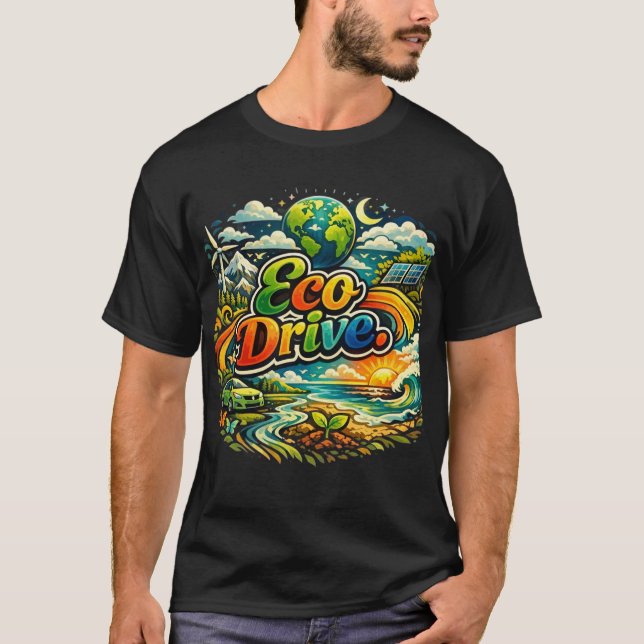 Eco Drive: Sustainable Future Graphic T-Shirt (Front)