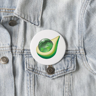 Eco Earth Avocado Globe Sustainable Planet  7.5 Cm Round Badge