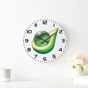 Eco Earth Avocado Globe Sustainable Planet  Large Clock