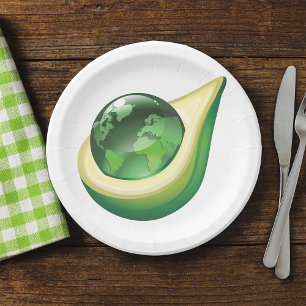 Eco Earth Avocado Globe Sustainable Planet  Paper Plate