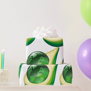 Eco Earth Avocado Globe Sustainable Planet  Wrapping Paper