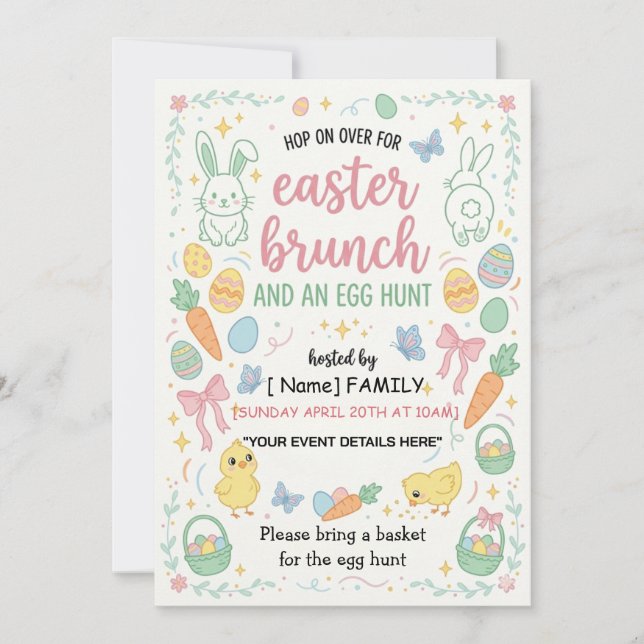 Eco Easter Bunny Invite Design (Front)