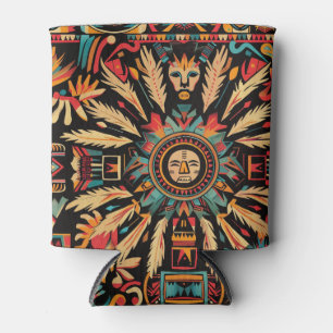 Eco-friendly Cerulean "Aztec Dream" Insulated Can Cooler