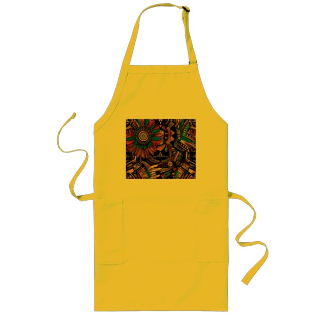 Eco-Friendly Cyan "Aztec Dream" Chef Apron (Front)