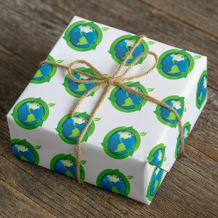 Eco Friendly Earth Recycling Symbol Wrapping Paper