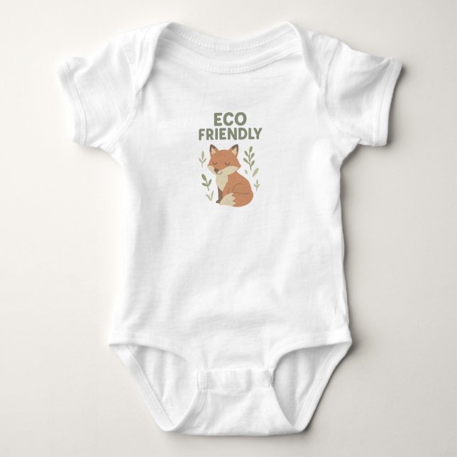 Eco Friendly Fox Baby Bodysuit (Front)