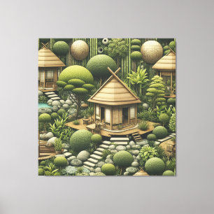 Eco-friendly Gardens and Buildings in Harmony  Canvas Print