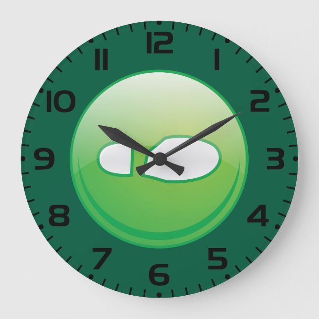 Eco-Friendly Green Footprint Icon Large Clock (Front)