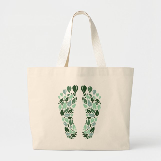 Eco Friendly Green Leaf Footprint Tote Bag (Front)