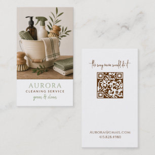 Eco Friendly House Cleaning Service QR Code Business Card