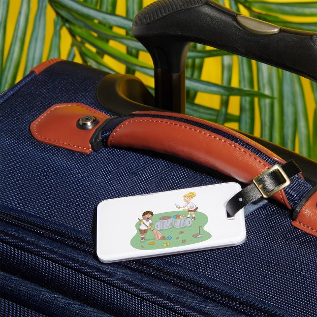 Eco-Friendly Kids Cleaning Campsite Recycling  Luggage Tag (Creator Uploaded)