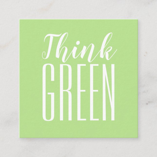 Eco friendly minimalist pro environment green square business card (Front)
