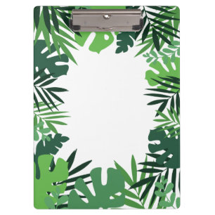 Eco friendly palm leaves, tropical jungle monogram clipboard