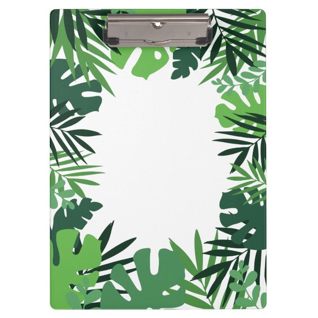 Eco friendly palm leaves, tropical jungle monogram clipboard (Front)