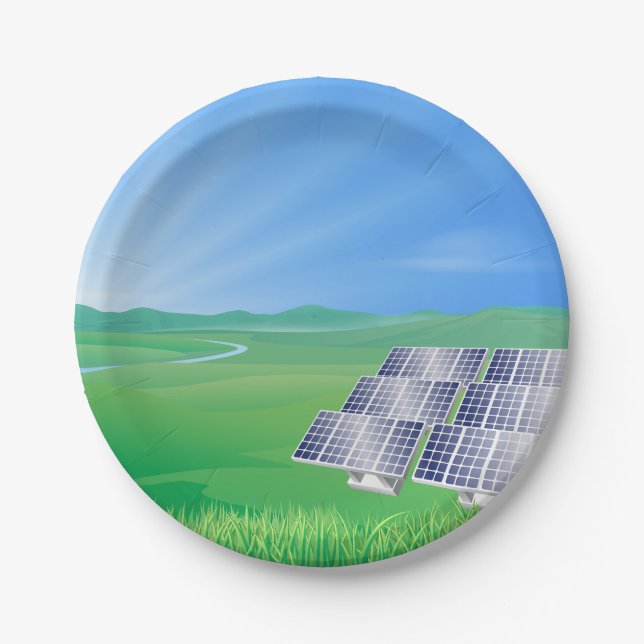 Eco-Friendly Solar Panel Landscape Paper Plate (Front)