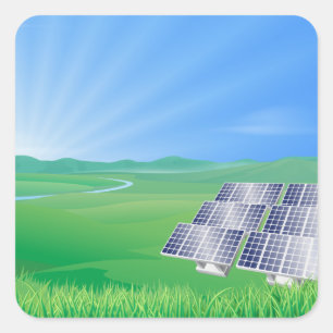 Eco-Friendly Solar Panel Landscape Square Sticker