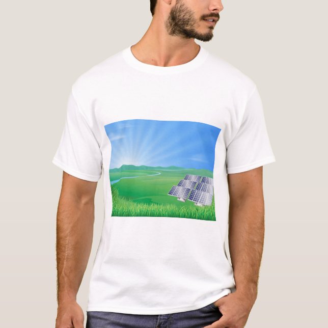 Eco-Friendly Solar Panel Landscape T-Shirt (Front)