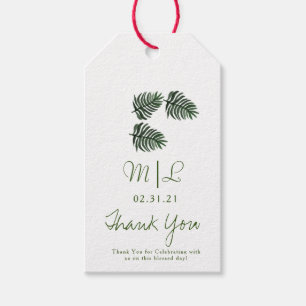Eco Friendly Wedding Hand Watercolor Palm Greenery Gift Tags