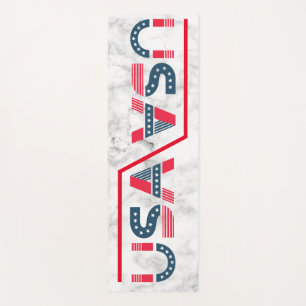 Eco Friendly White Marble Texture Custom Name Yoga Mat