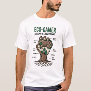 Eco-Gamer T-Shirt: Anatomy of Gamer’s Hand Design T-Shirt
