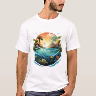 Eco Globe Artwork: Nature and Ocean Connection T-Shirt