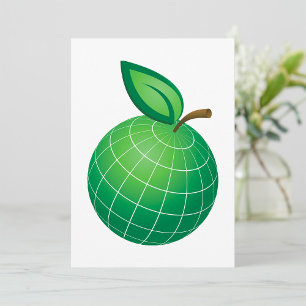 Eco Globe Fruit Green Earth Leaf Sphere  Invitation