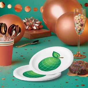 Eco Globe Fruit Green Earth Leaf Sphere  Paper Plate
