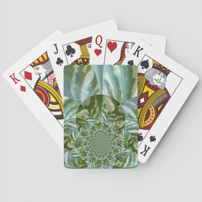 Eco Green Camo Kaleidoscope Art Print Design Playing Cards (Back)