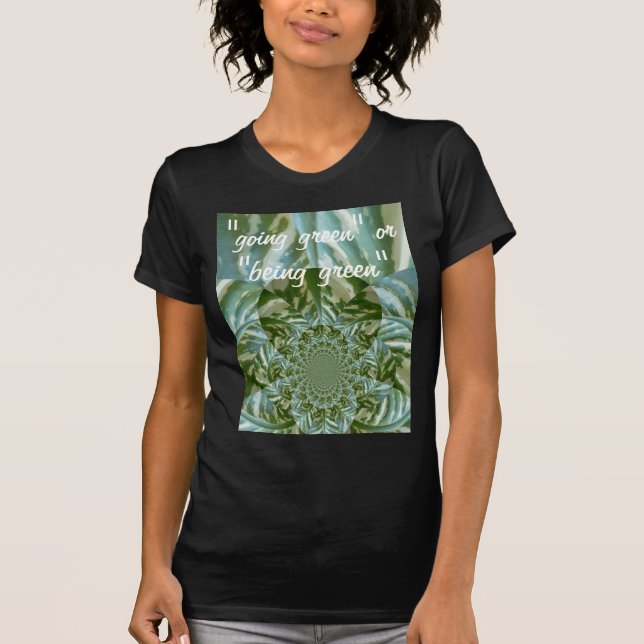 Eco Green Camo Kaleidoscope Art Print Design T-Shirt (Front)