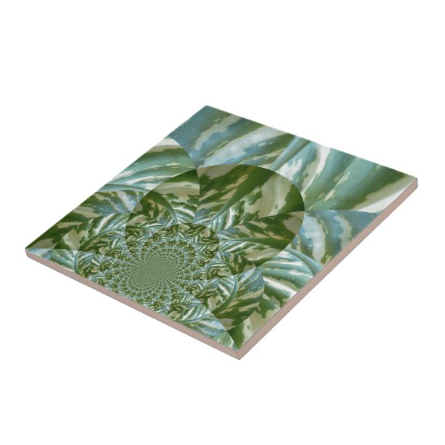 Eco Green Camo Kaleidoscope Art Print Design Tile (Side)