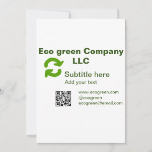 Eco green company name q r code website email deta holiday card
