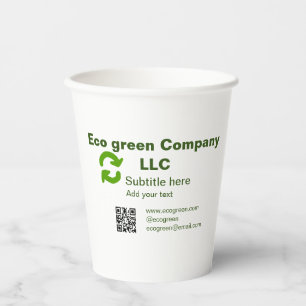 Eco green company name q r code website email deta paper cups