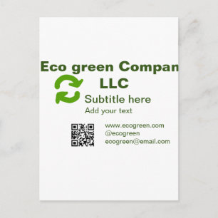Eco green company name q r code website email deta postcard