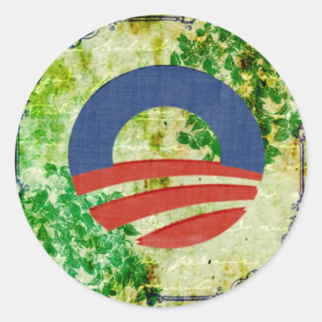 Eco Grunge Obama 2012 Reelection Design Classic Round Sticker (Front)