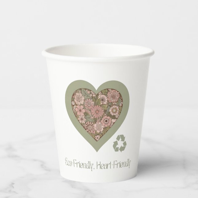 Eco & Heart-Friendly Love Paper Cups (Front)