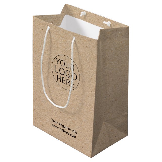 Eco Kraft Custom Logo Gift Bag for Businesses  (Front Angled)