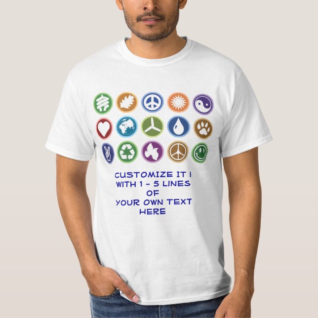 Eco & Peace Symbols T-Shirt (Front)