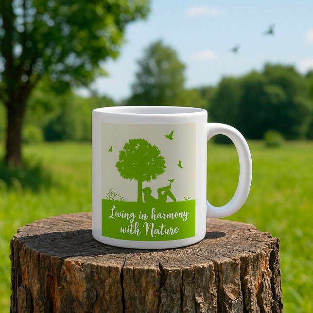 Eco Quote Living in Harmony with Nature Coffee Mug (Creator Uploaded)