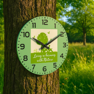 Eco Quote Living in Harmony with Nature Large Clock