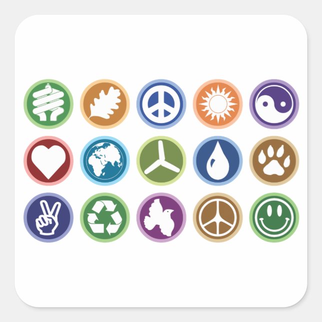 Eco Symbols Square Sticker (Front)