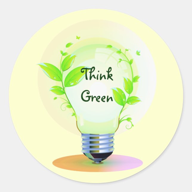 Eco Think Green Classic Round Sticker (Front)