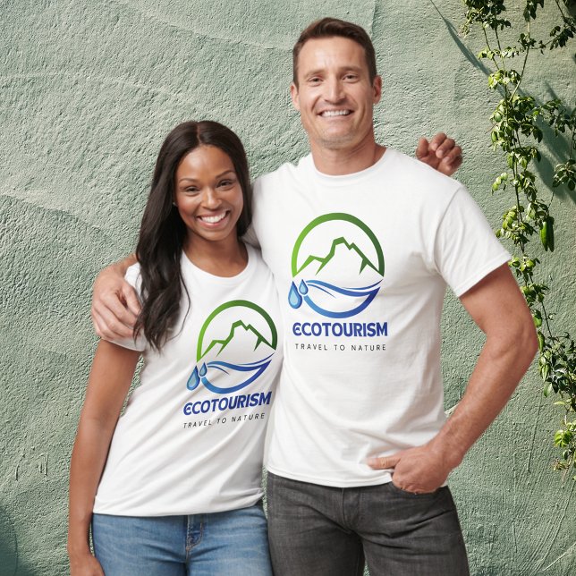 Eco Tourism Travel to Nature Mountain Water Logo T-Shirt (Creator Uploaded)