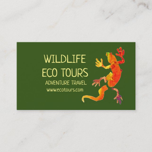 Eco travel adventure tours business gecko wildlife business card (Front)