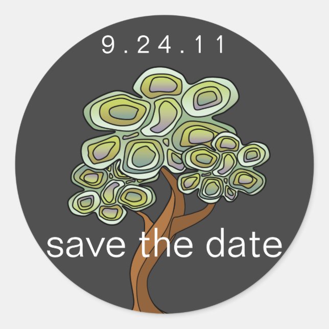 Eco Tree Wedding Classic Round Sticker (Front)