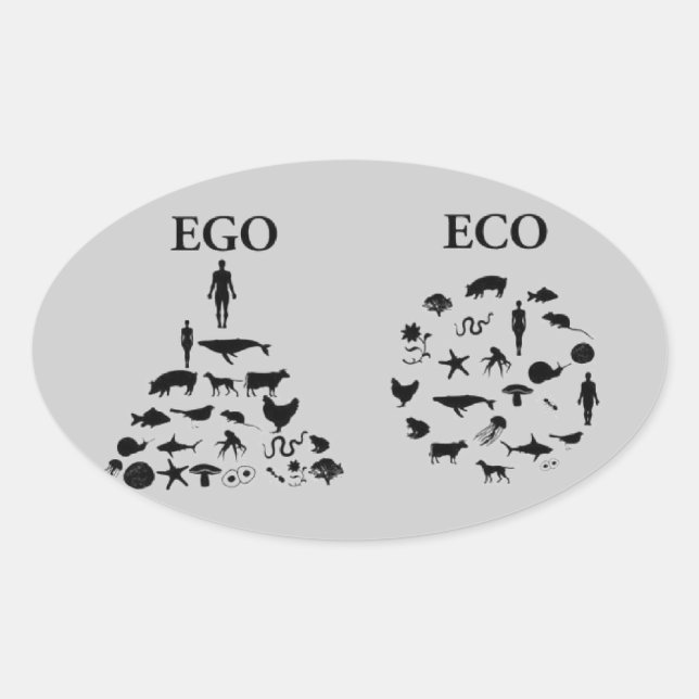 Eco vs Ego Oval Sticker (Front)
