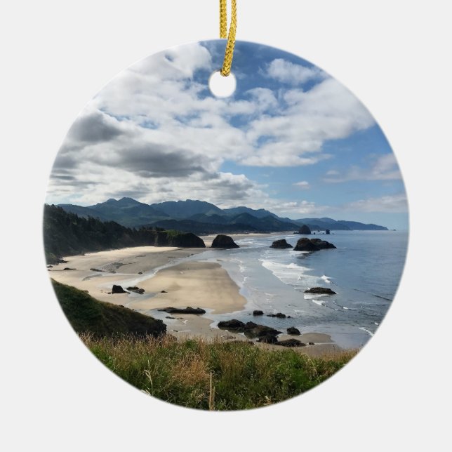Ecola State Beach, OR Ceramic Tree Decoration (Front)